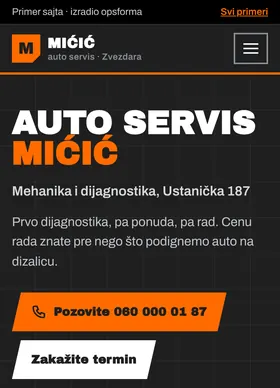 Kako izgleda sajt Auto servis Mićić na telefonu