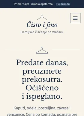 Kako izgleda sajt Čisto i fino na telefonu