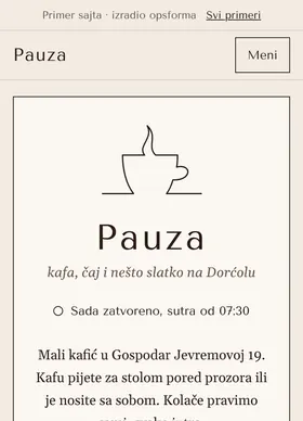 Kako izgleda sajt Kafe Pauza na telefonu