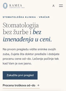 Kako izgleda sajt Kamea na telefonu