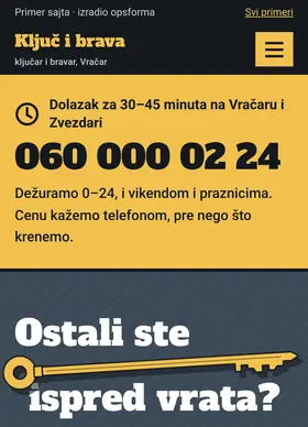 Kako izgleda sajt Ključ i brava na telefonu