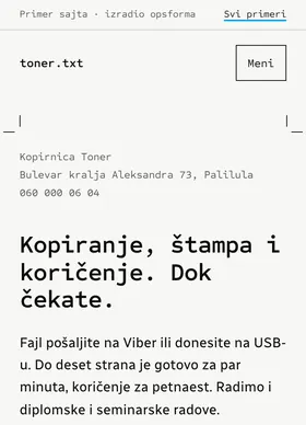 Kako izgleda sajt Kopirnica Toner na telefonu