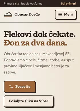 Kako izgleda sajt Obućar Đorđe na telefonu