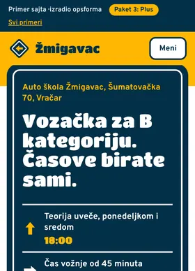 Kako izgleda sajt Auto škola Žmigavac na telefonu