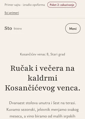Kako izgleda sajt Bistro Sto na telefonu