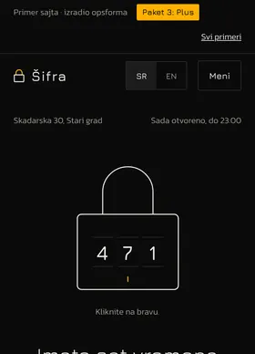 Kako izgleda sajt Escape room Šifra na telefonu