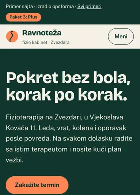 Kako izgleda sajt Fizio kabinet Ravnoteža na telefonu