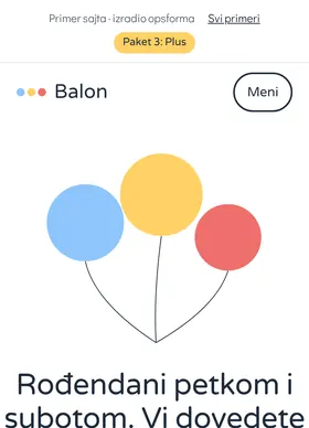 Kako izgleda sajt Dečja igraonica Balon na telefonu