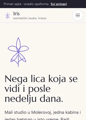 Kako izgleda sajt Kozmetički studio Iris na telefonu