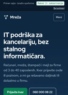 Kako izgleda sajt IT podrška Mreža na telefonu
