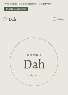 Kako izgleda sajt Joga studio Dah na telefonu