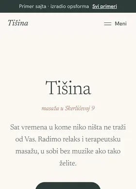Kako izgleda sajt Masaža Tišina na telefonu
