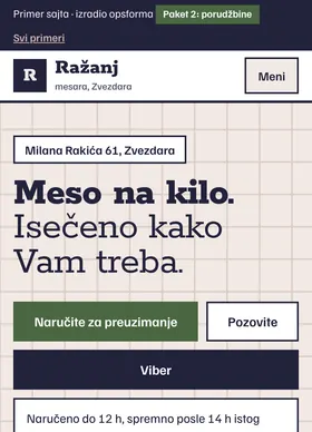 Kako izgleda sajt Mesara Ražanj na telefonu