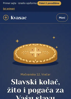 Kako izgleda sajt Pekara Kvasac na telefonu
