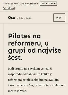 Kako izgleda sajt Pilates studio Osa na telefonu