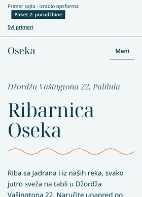 Kako izgleda sajt Ribarnica Oseka na telefonu