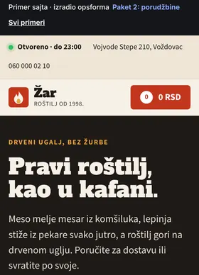 Kako izgleda sajt Roštilj Žar na telefonu