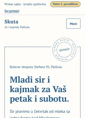 Kako izgleda sajt Sirana Skuta na telefonu
