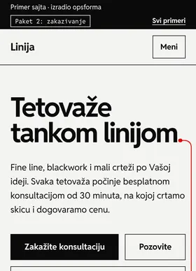 Kako izgleda sajt Studio Linija na telefonu