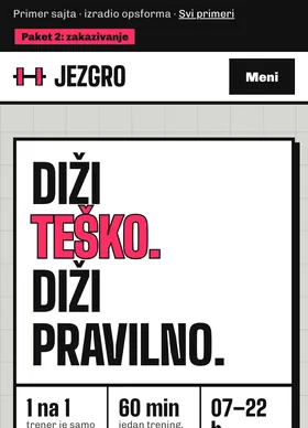 Kako izgleda sajt Trening studio Jezgro na telefonu
