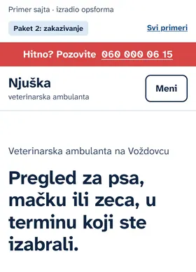 Kako izgleda sajt Veterinarska ambulanta Njuška na telefonu