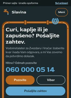 Kako izgleda sajt Vodoinstalater Slavina na telefonu