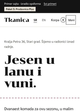 Kako izgleda sajt Butik Tkanica na telefonu