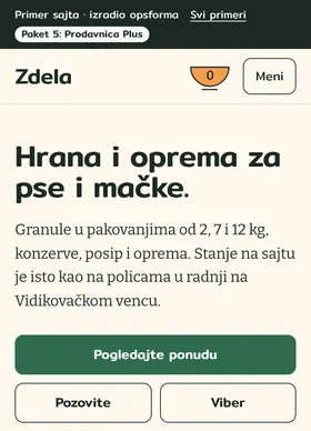 Kako izgleda sajt Pet shop Zdela na telefonu