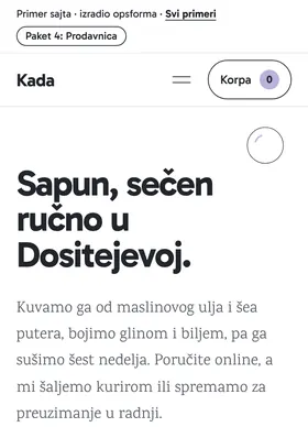 Kako izgleda sajt Sapunjara Kada na telefonu