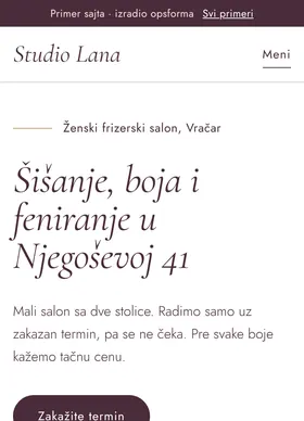 Kako izgleda sajt Studio Lana na telefonu