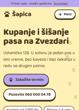 Kako izgleda sajt Šapica na telefonu