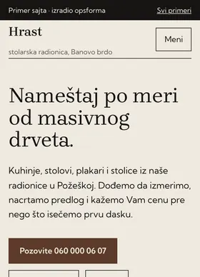 Kako izgleda sajt Stolarska radionica Hrast na telefonu