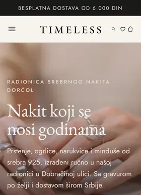 Kako izgleda sajt Timeless na telefonu